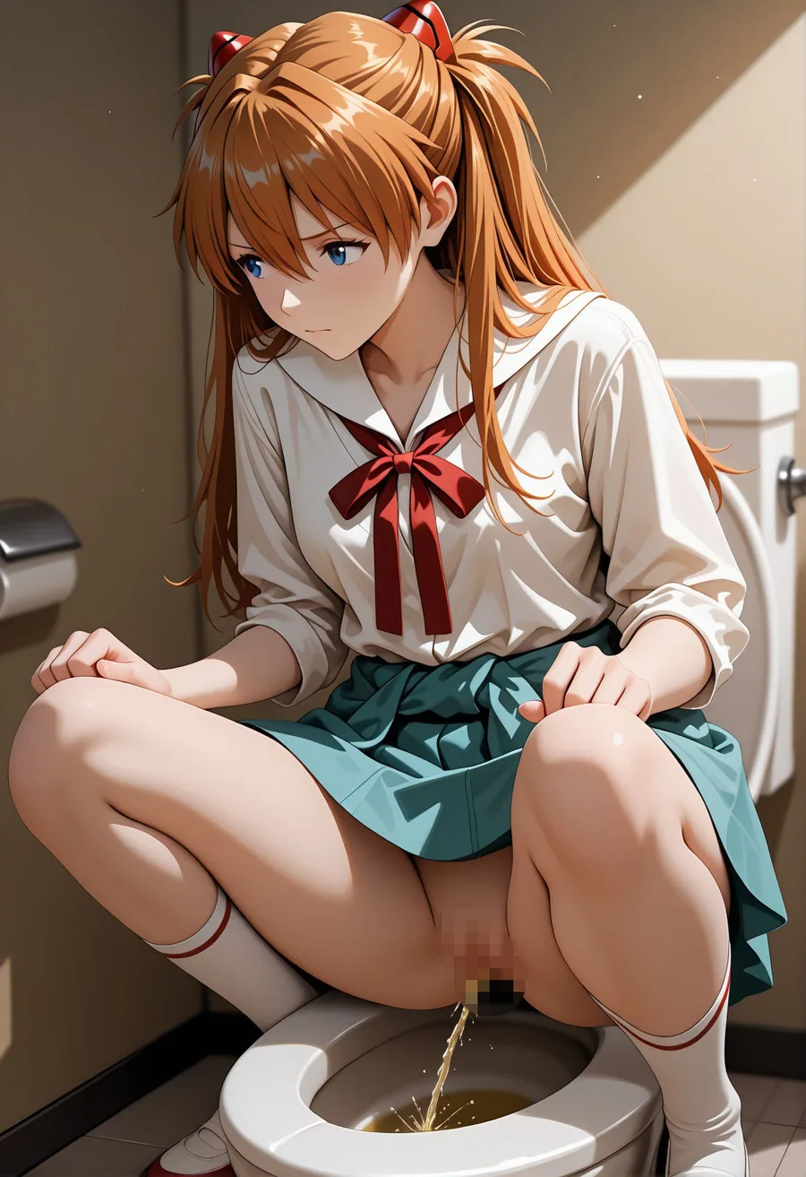 エヴ◯ンゲリオンア◯カ催●学校プール露出凌●パロディ 制服脱衣と水着野外セックス満載CG集 サンプル画像 5