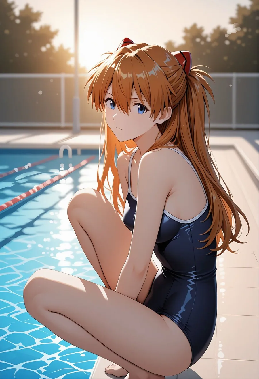 エヴ◯ンゲリオンア◯カ催●学校プール露出凌●パロディ 制服脱衣と水着野外セックス満載CG集 サンプル画像 7