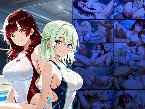 【4K】清楚な白スク水姉妹が部室で若手コーチの精液を争奪する孕ませ交尾 サンプル画像 1