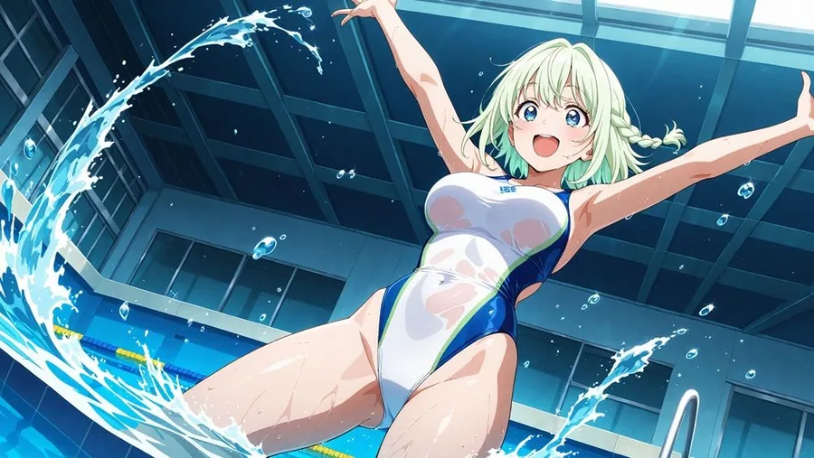 【4K】清楚な白スク水姉妹が部室で若手コーチの精液を争奪する孕ませ交尾 サンプル画像 4