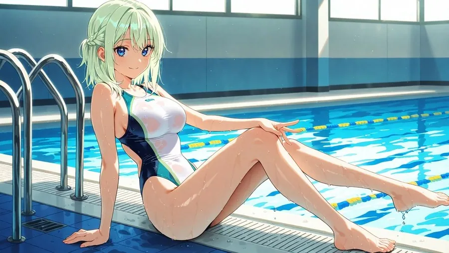 【4K】清楚な白スク水姉妹が部室で若手コーチの精液を争奪する孕ませ交尾 サンプル画像 6