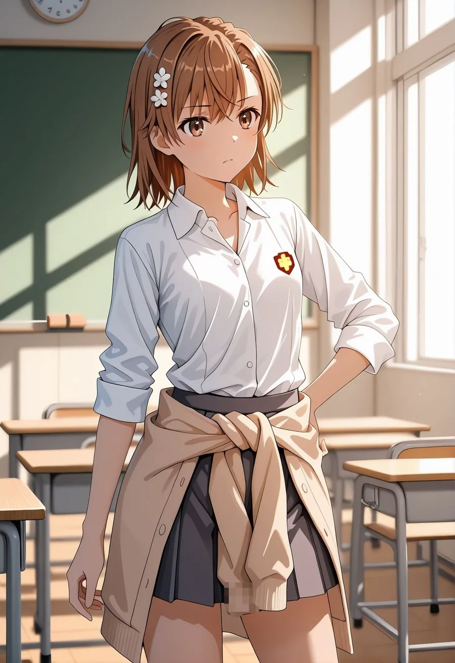 美〇が学校でエロい目に遭う超〇磁砲パロディ 制服・スク水・緊縛中出し サンプル画像 2
