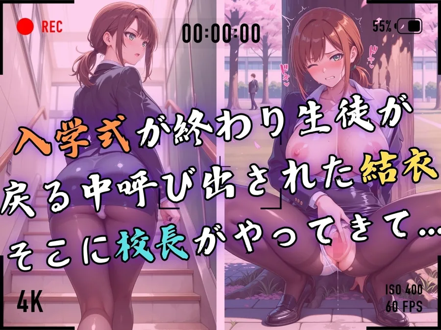 【4Kイラスト】1万3000人の生徒を抱いた校長による篠原結衣への性指導（入学式編） サンプル画像 4