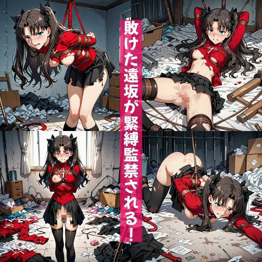 fa●e敗北ヒロインを緊縛！キモい親父が拘束調教泣いて感じてアヘ顔イキ狂い サンプル画像 5