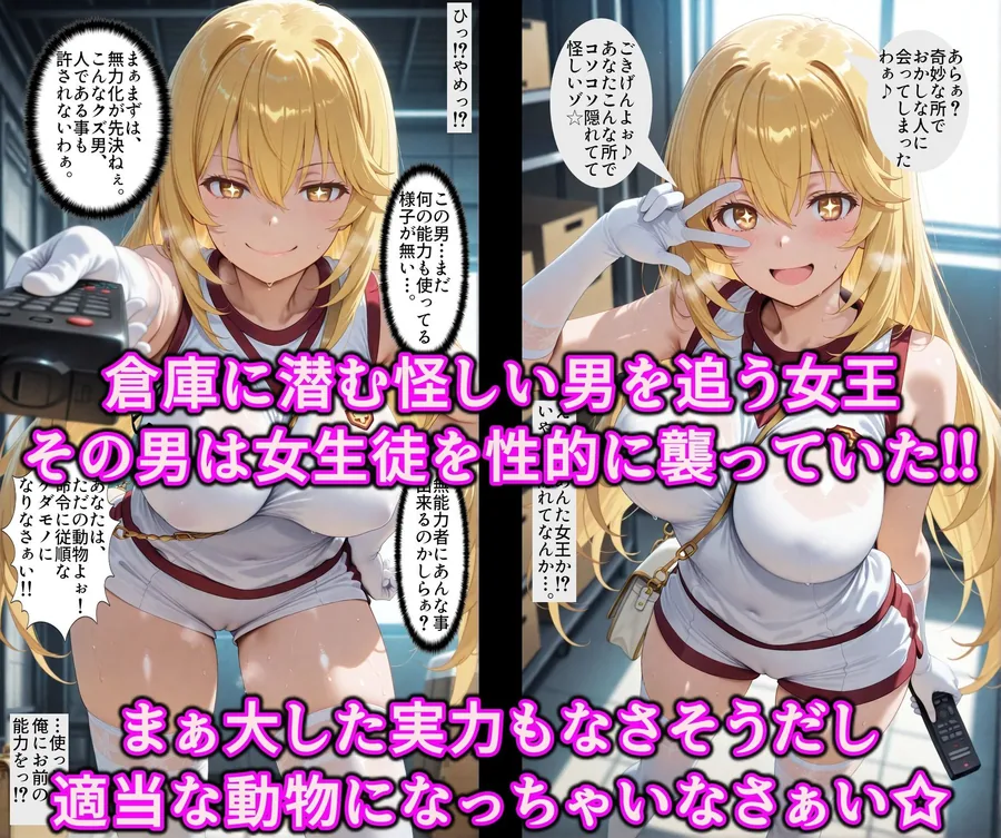 女王を逆洗脳で絶対服従の発情ネコ化！能力反射でエロい体の女王をマゾ洗脳♪何されてもアヘる俺専用の淫乱ペット サンプル画像 3