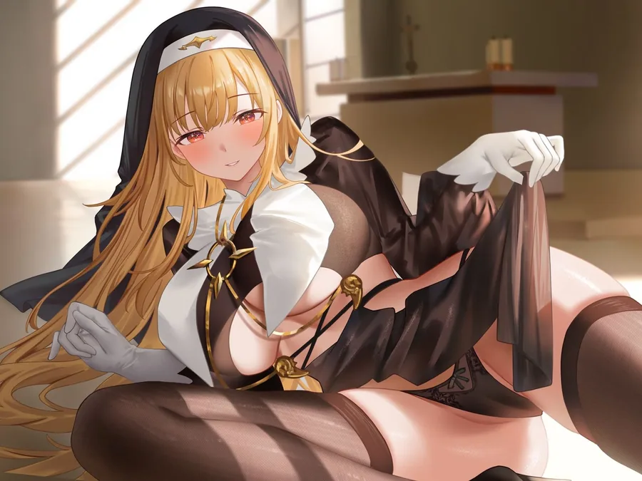 母性全開全肯定シスターの特別扱い（はーと）膝枕授乳＆おちんぽよしよし（はーと）礼拝堂で背徳立ちバック（はーと） サンプル画像 5