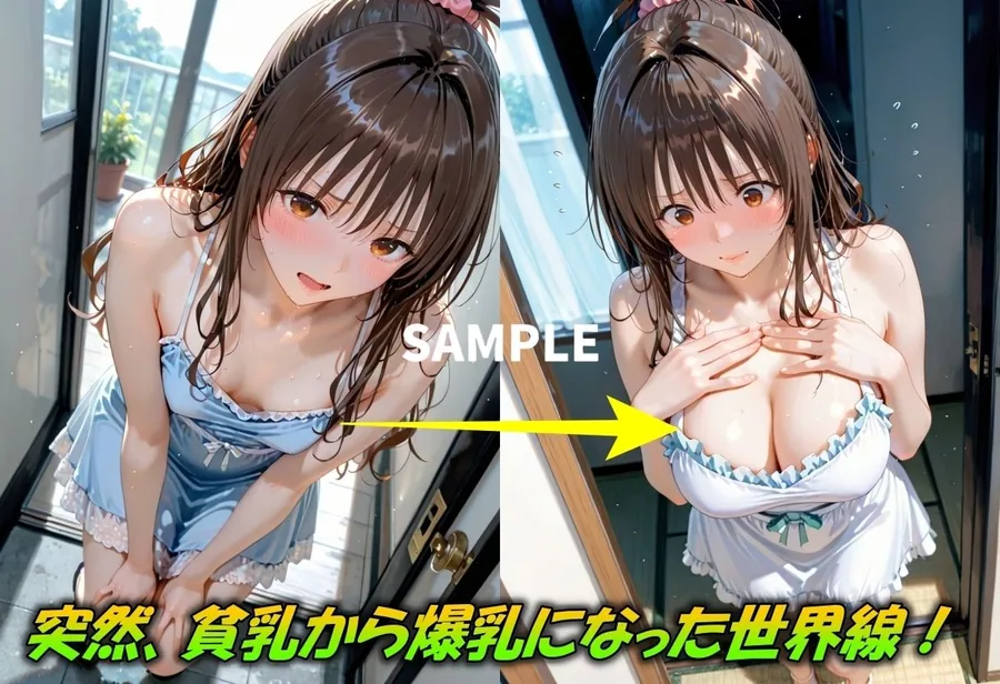 貧乳から爆乳に！？突然の爆乳化で敏感過ぎる身体に！ サンプル画像 2