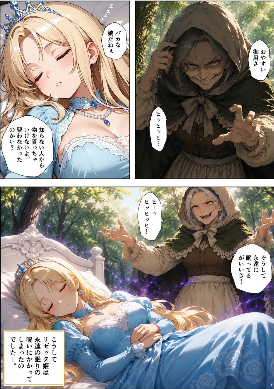 魔女の呪いで眠ってしまったお姫さまにハゲデブおじさんが種付け中出し！ サンプル画像 6