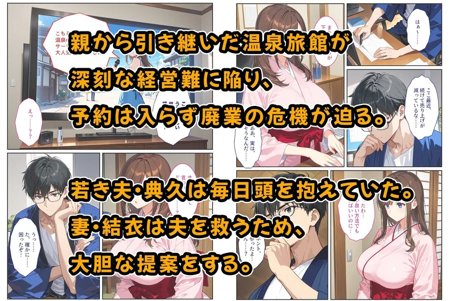 経営難の温泉旅館を守るため…爆乳人妻女将が客たちに種付けられて妊娠メス堕ち！ サンプル画像 2