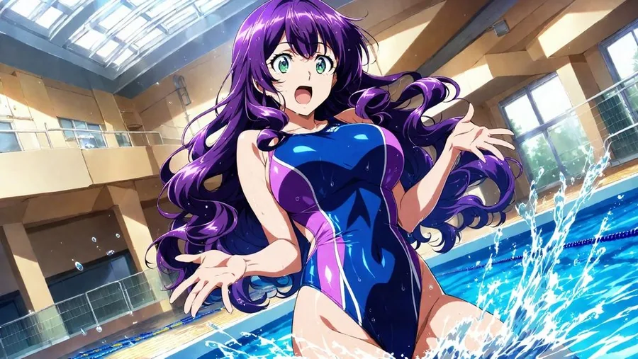 爆乳茶髪紫髪水泳美少女が熱血教師と水着姿孕ませ交尾【4K】 サンプル画像 6