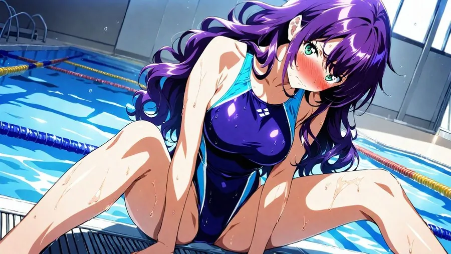 爆乳茶髪紫髪水泳美少女が熱血教師と水着姿孕ませ交尾【4K】 サンプル画像 8